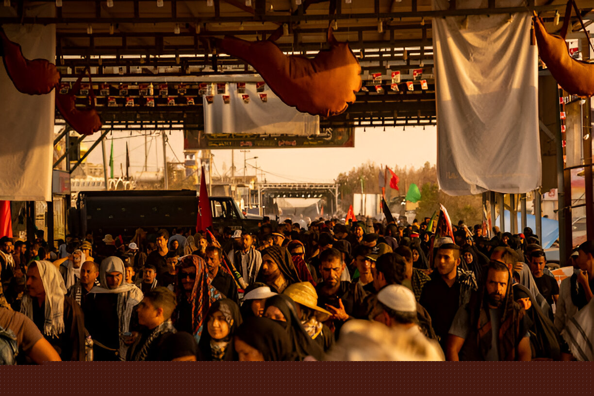 Arbaeen 2025 pilgrimage route map from Najaf to Karbala with key landmarks